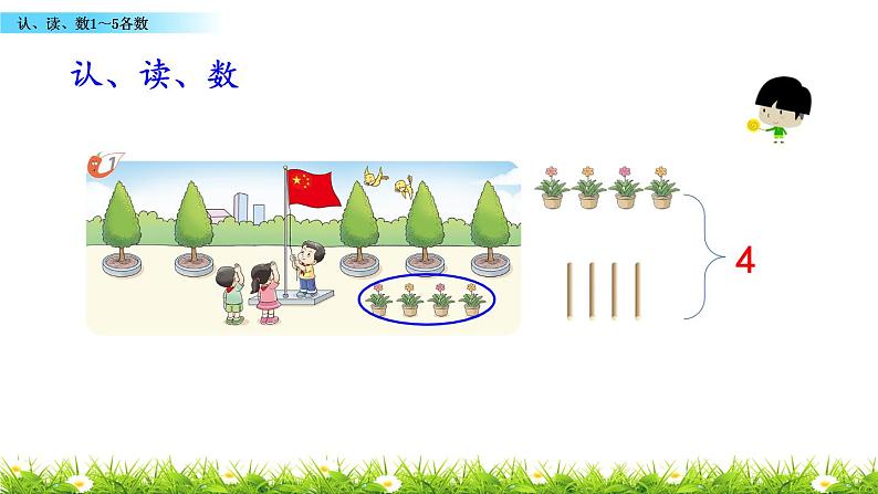 1.1 认、读、数1〜5各数 课件 西师大版数学一年级上册第6页