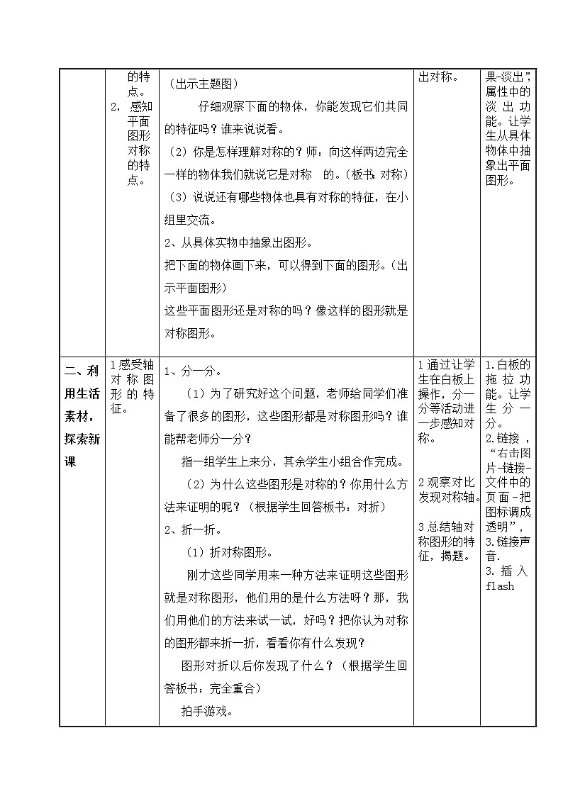 苏教版数学三年级上册 六 平移、旋转和轴对称_《轴对称图形》教案第2页