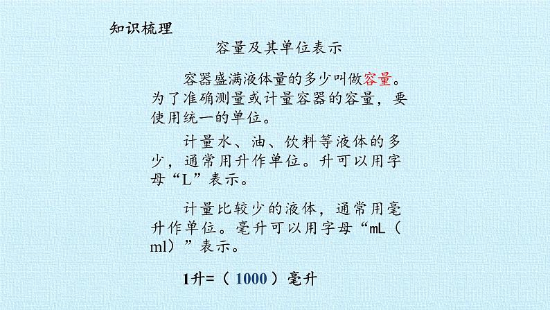 苏教版数学四年级上册 一 升和毫升 复习课件02