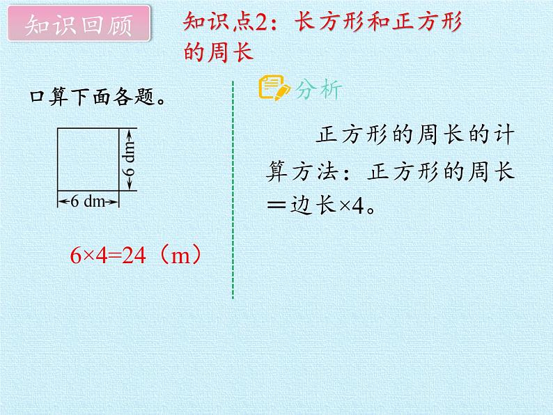 苏教版数学三年级上册 三 长方形和正方形 复习课件第6页