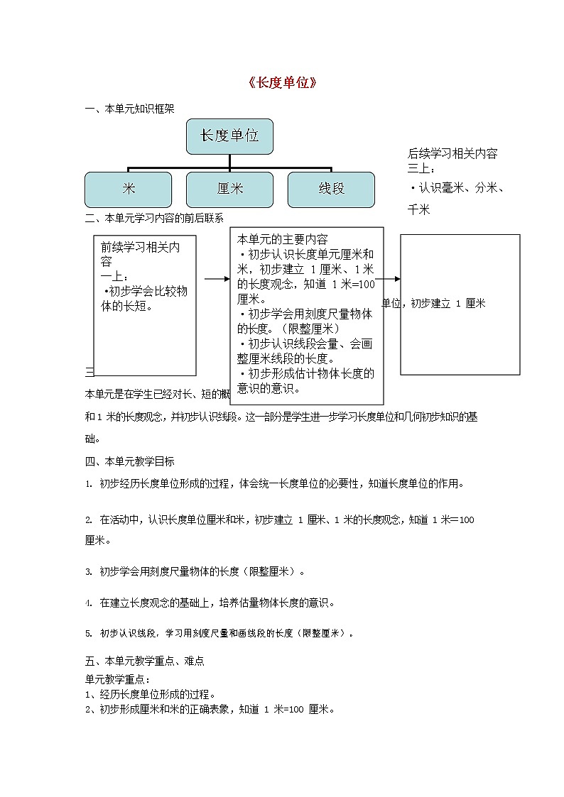 人教版二年级数学上册《长度单位》教案公开课教学设计 (29)01