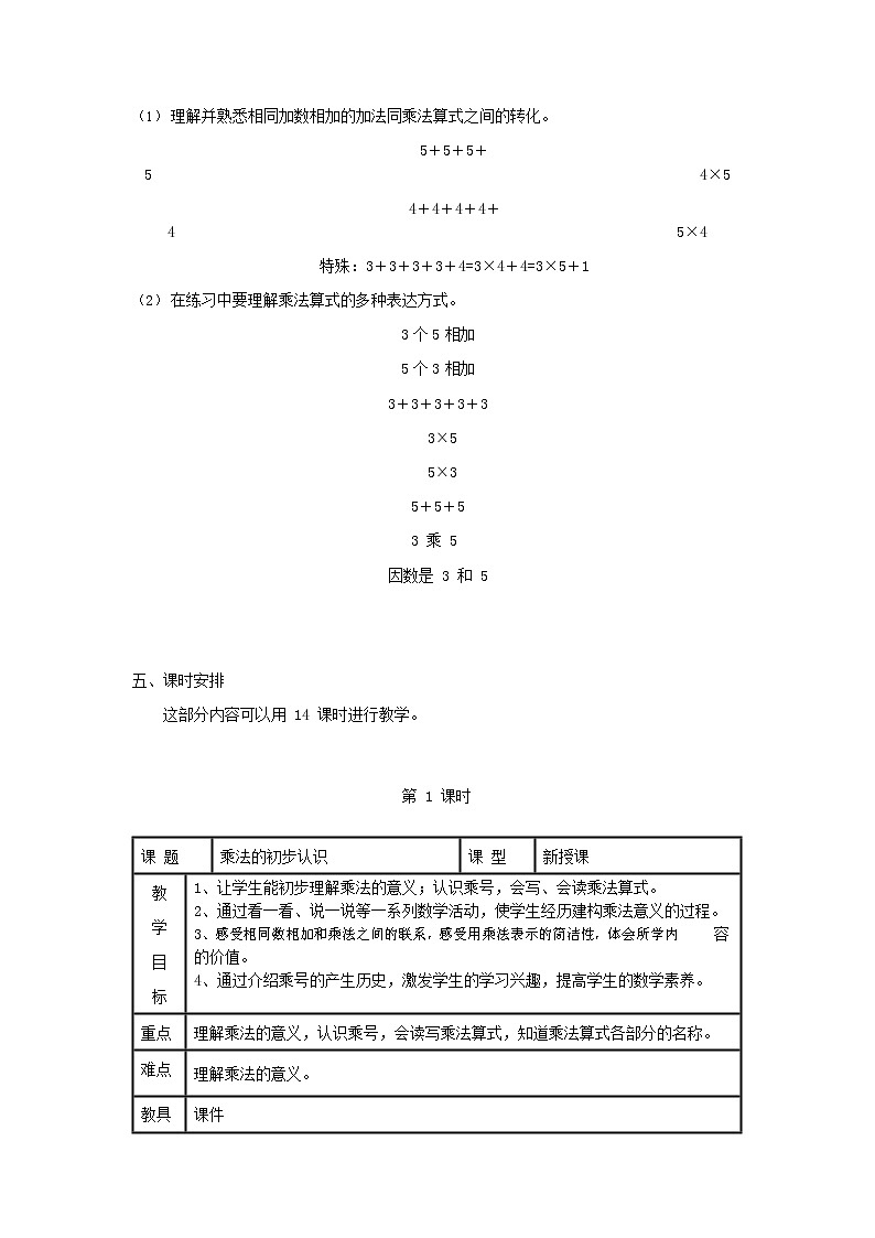 人教版二年级数学上册《乘法的初步认识》教案公开课教学设计 (39)第2页