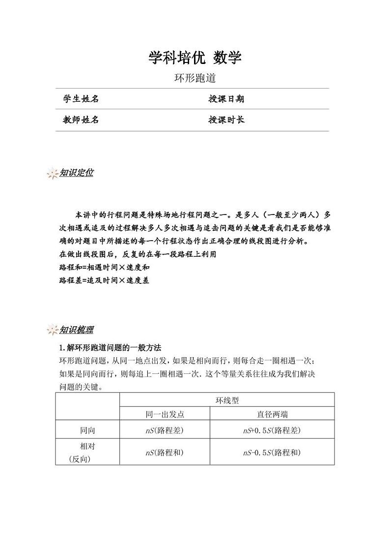 环形跑道(讲师版)第1页