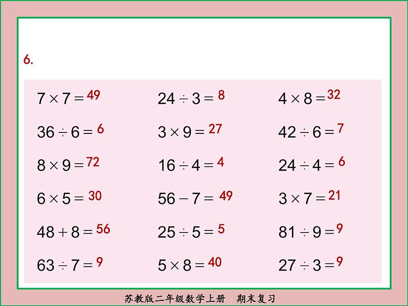 苏教版二年级数学上册期末复习课件PPT08