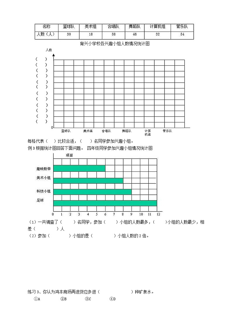 人教版 四年级数学暑假讲义第12讲：条形统计图（含答案）第3页