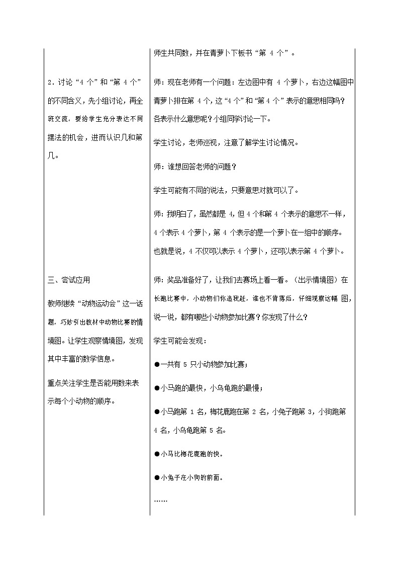 人教版一年级数学上册《第几》教案公开课教学设计 (4)02
