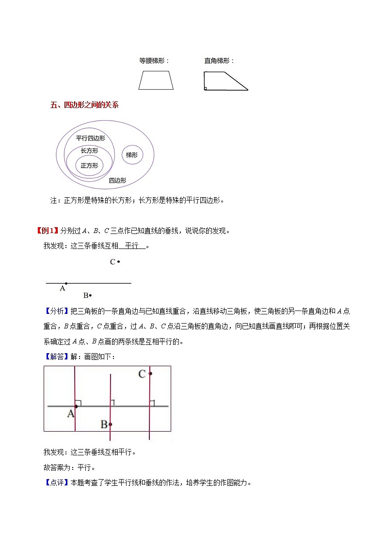 人教新课标版 四年级数学上册暑假预习与检测衔接讲义 第5单元平行四边形和梯形 (知识梳理+典例精析+同步检测) 含解析第2页