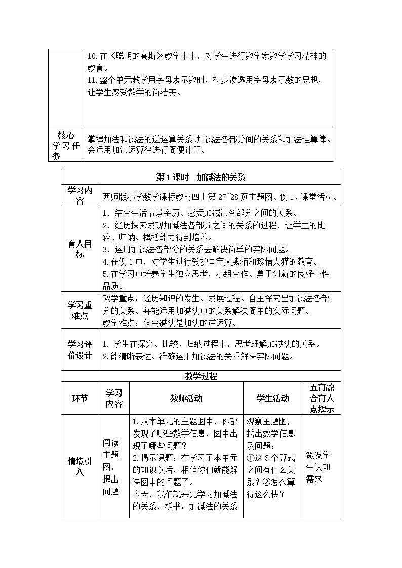 加减法的关系和加法运算律  第一课时 教案02
