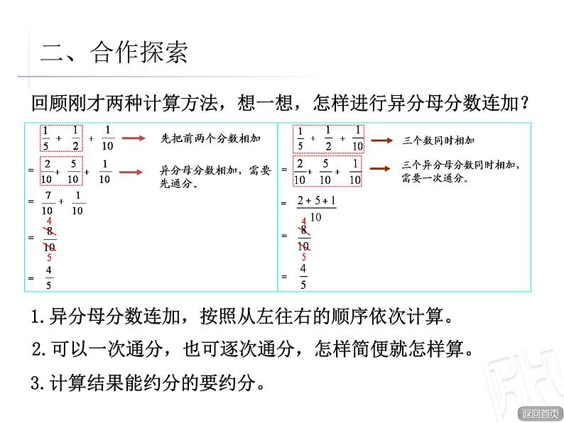 青岛版小学五年级数学下 5.3 异分母分数加减混合运算 课件第6页