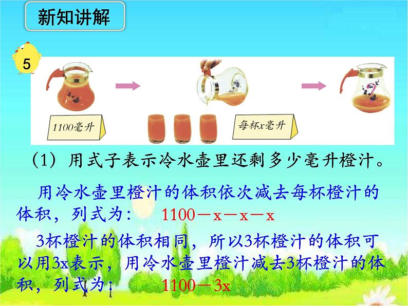 苏教版数学五年级上册 八 用含有字母的式子表示稍复杂的数量关系和公式 课件05