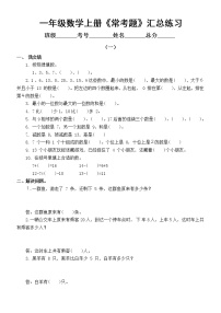 小学数学一年级上册《常考题》汇总练习（共3组）