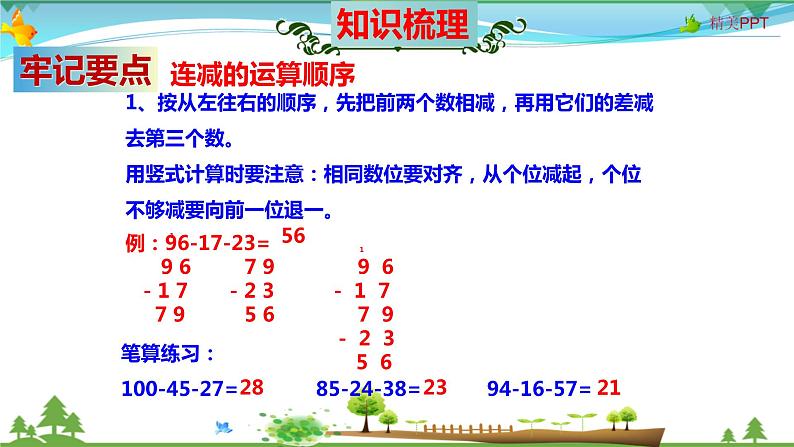 北师大版 二年级数学上册 第1单元《加与减》知识梳理（整理与复习课件）第7页