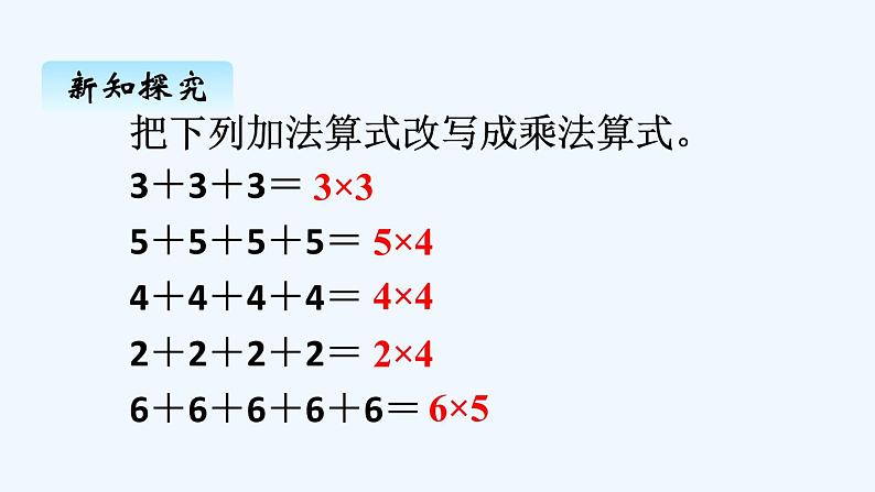 人教版二年级上册数学 四、1乘法的初步认识2 课件第3页