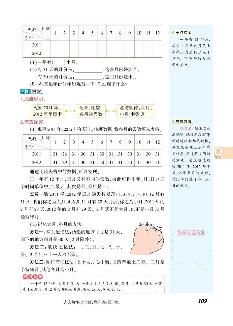 三年级下册数学知识详解-第6单元年、月、日（PDF无答案）人教版练习题第2页