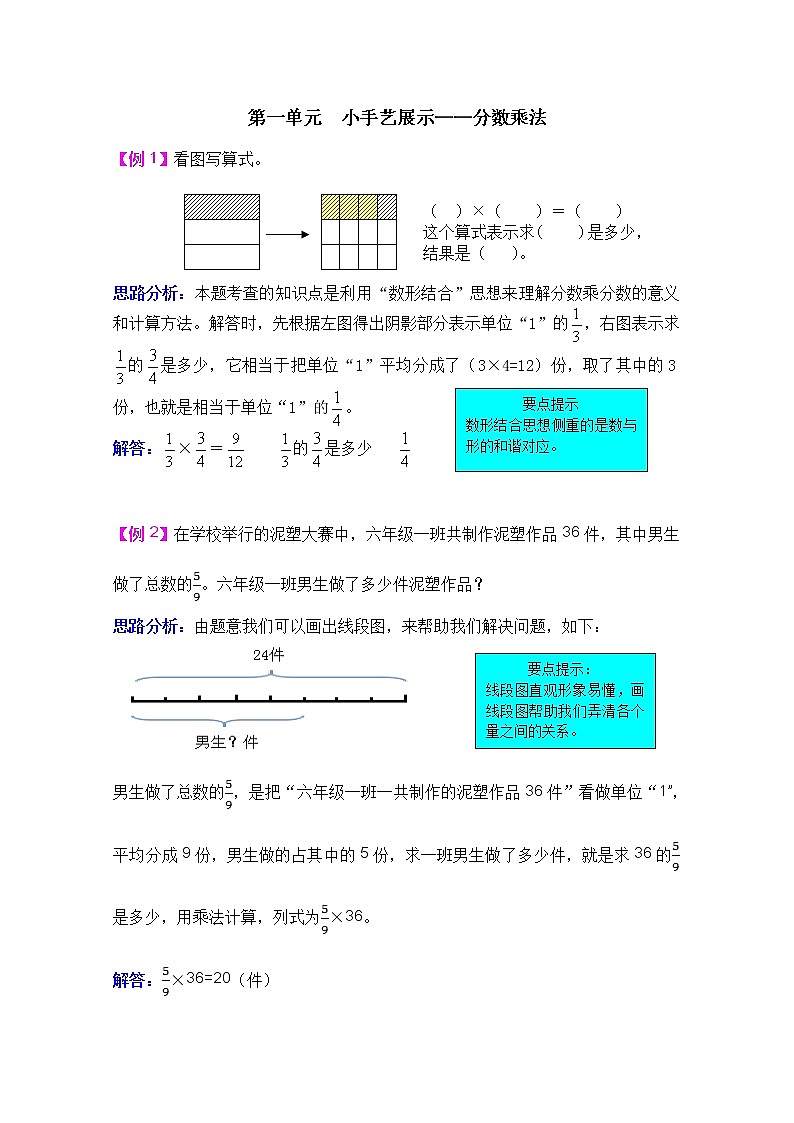 2021年青岛版六上数学第一单元小手艺展示--分数乘法检测题第1页