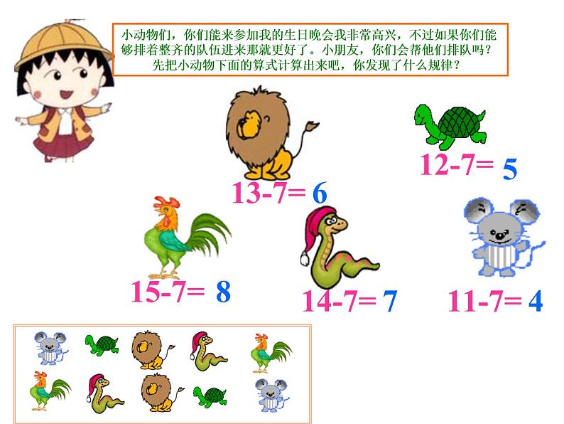 人教版数学一年级下册-0220以内的退位减法-01十几减5、4、3、2-课件04第5页