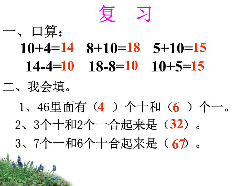 人教版数学一年级下册-04100以内数的认识-03整十数加一位数及相应的减法-课件0602