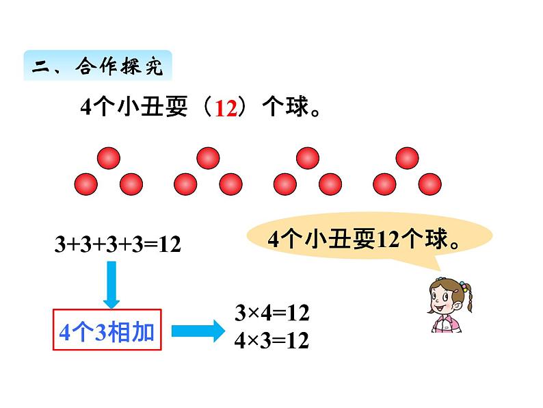 青岛版数学二年级上 第二单元 3 3的乘法口诀 课件第5页