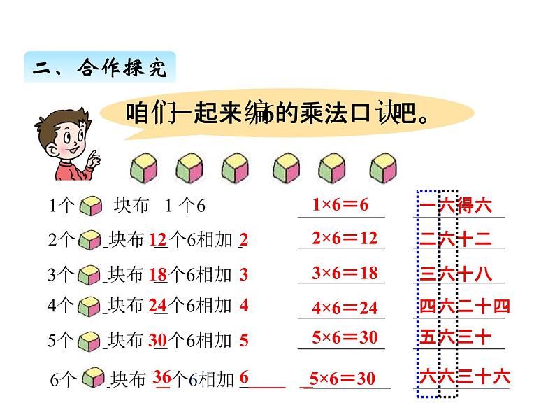 青岛版数学二年级上 第四单元 1 6的乘法口诀 课件第5页