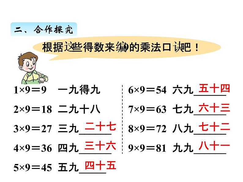 青岛版数学二年级上 第四单元 4 9的乘法口诀 课件第6页