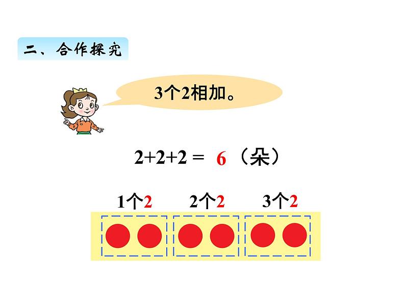 青岛版数学二年级上 第一单元 1求相同加数的和 课件06