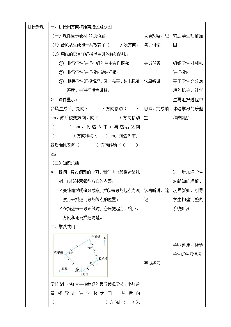 人教版六上数学第二单元《根据不同观察点用方向和距离描述路线》教案02