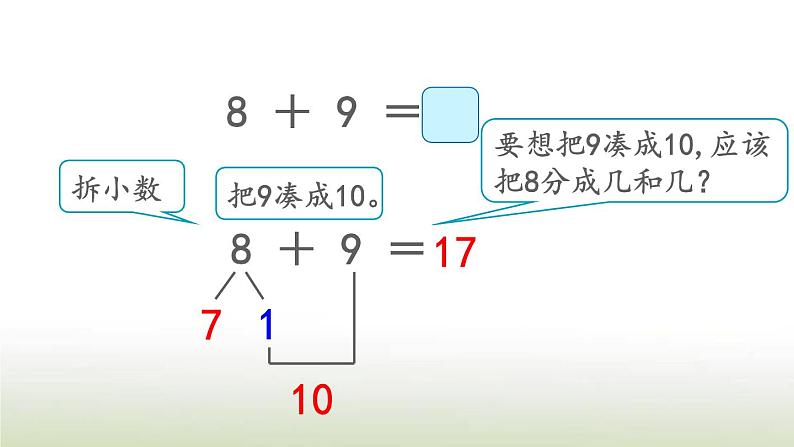 新人教版一年级数学上册820以内的进位加法8.4加法的计算方法PPT课件第4页