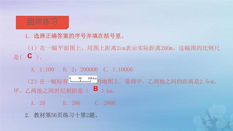 新人教版六年级数学下册4比例10比例尺的应用练习课课件第3页