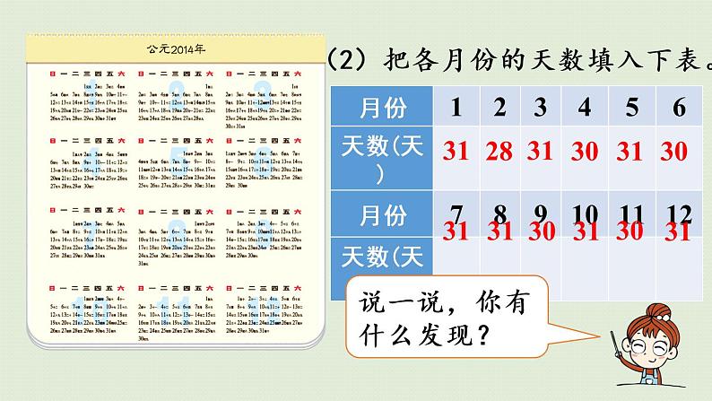 西师版三上第六单元第1课时 认识年、月、日课件PPT第8页