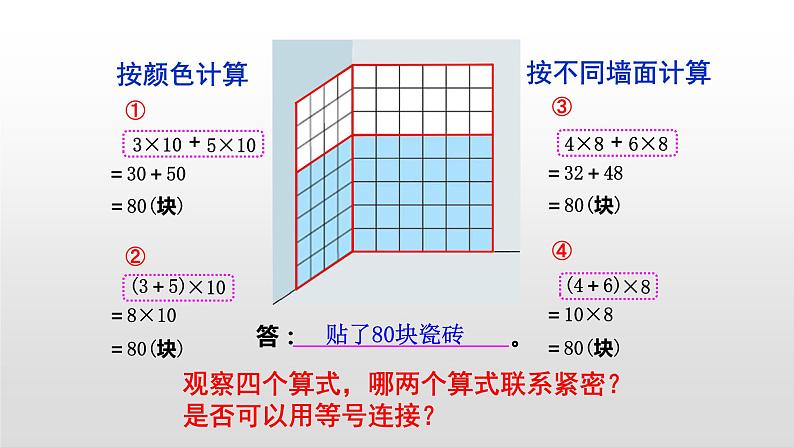 四年级上册数学课件-4.5 乘法分配律（3）-北师大版第5页