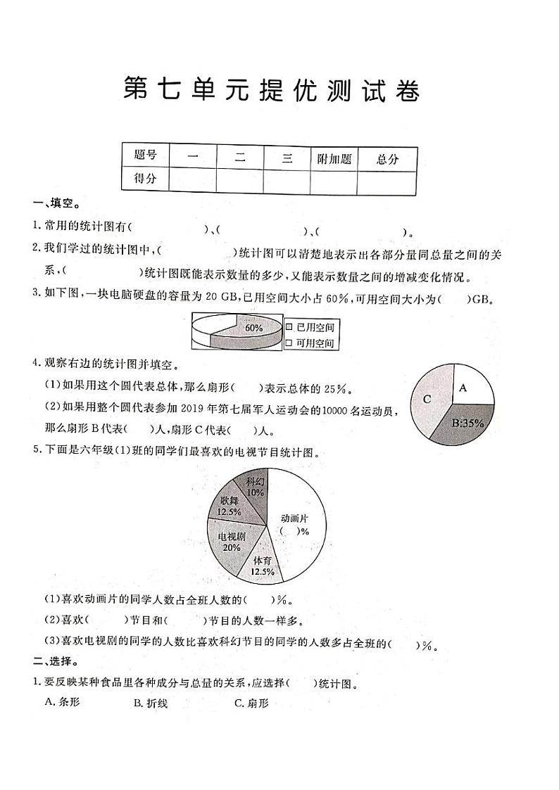 人教版六年级数学上册第七单元测试卷01