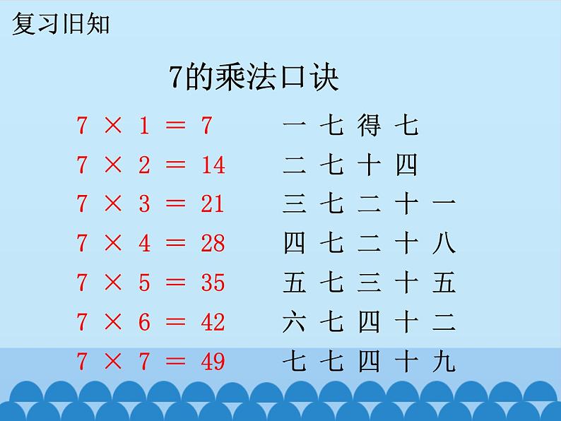 二年级上册数学课件-7 表内乘法和除法（二）-7、8、9的乘法口诀2-冀教版03