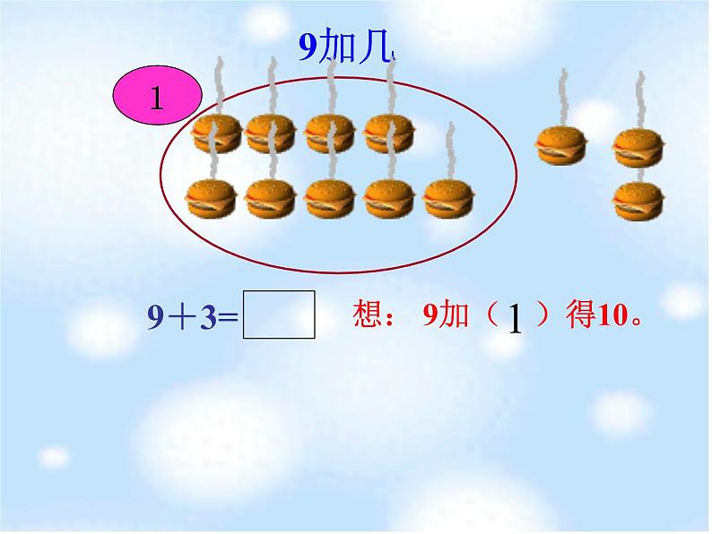 人教新课标一年级数学上册 9加几课件05