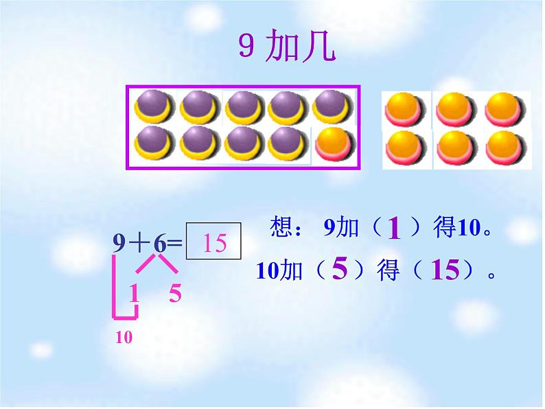 人教新课标一年级数学上册 9加几课件08