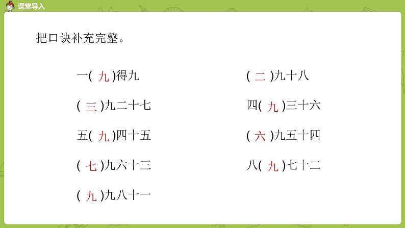 数学冀教二（上）第7单元：表内乘法和除法(二) 课时10课件PPT第3页