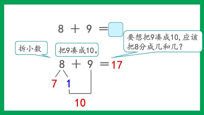 2021-2022学年小学数学人教版一年级上册 8 20以内的进位加法 8.4 加法的计算方法 课件第4页