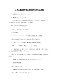 小学六年级数学毕业模拟试卷（三）含答案