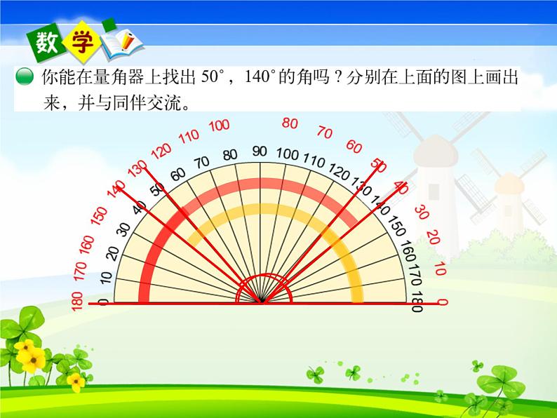 四年级上册数学课件-2.6 角的度量（二）（6）-北师大版07