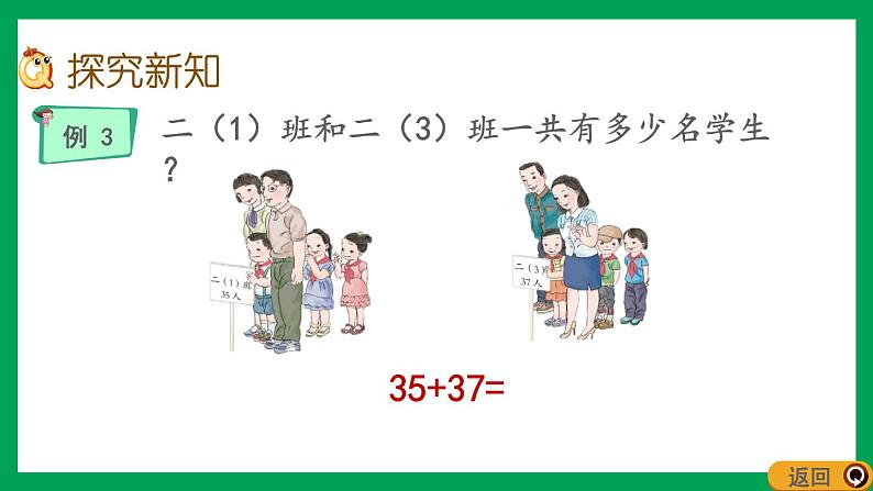 2021-2022学年小学数学人教版二年级上册 2 100以内的加法和减法二 2.2.1 两位数加两位数进位笔算 课件第3页