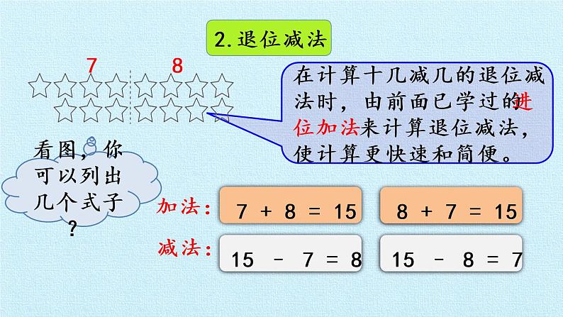 冀教版数学一年级上册 九 20以内的减法 复习 课件第7页