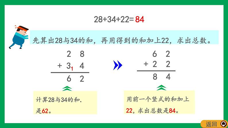 2021-2022学年小学数学人教版二年级上册 2 100以内的加法和减法二 2.6.1 连加 课件第6页