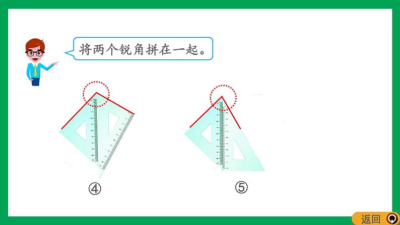 2021-2022学年小学数学人教版二年级上册 3 角的初步认识 3.4 用一副三角尺拼出一个钝角 课件第5页