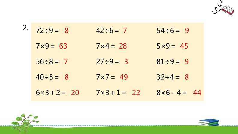 《表内乘法和表内除法二》 第十课时 乘法口诀表 课件+教案+练习06