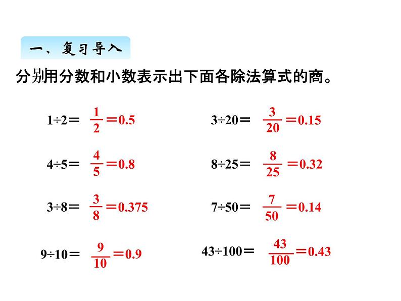 人教版数学六年级上册 第六单元   2求百分率   分数、小数转化为百分数 课件02