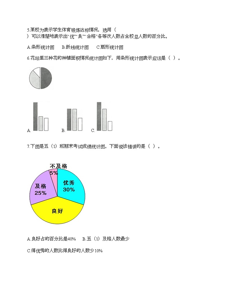 第七单元 扇形统计图 单元测试卷-2021-2022学年数学六年级上册-人教版（含答案） (4)第2页