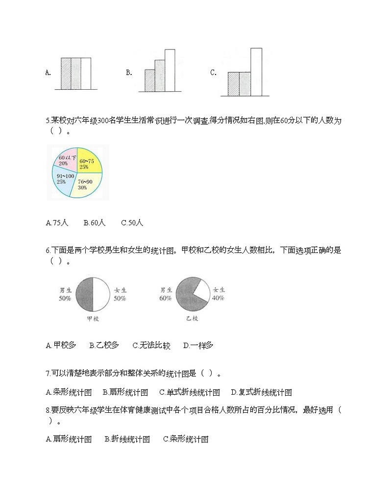 第七单元 扇形统计图 单元测试卷-2021-2022学年数学六年级上册-人教版（含答案） (6)第2页