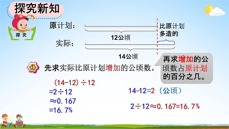 人教版六年级数学上册《6-5 求一个数比另一个数多（或少）百分之几》教学课件优秀公开课第7页