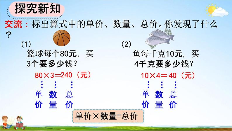 人教版四年级数学上册《4-5 单价、数量与总价的关系》教学课件优秀公开课第6页