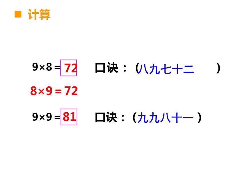 西师大版二年级数学上册课件 3.2 8，9的乘法口诀07