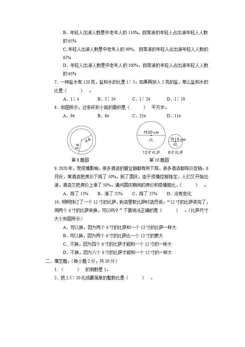 2020～2021学年六年级数学(上册)期末义务教育质量监测02